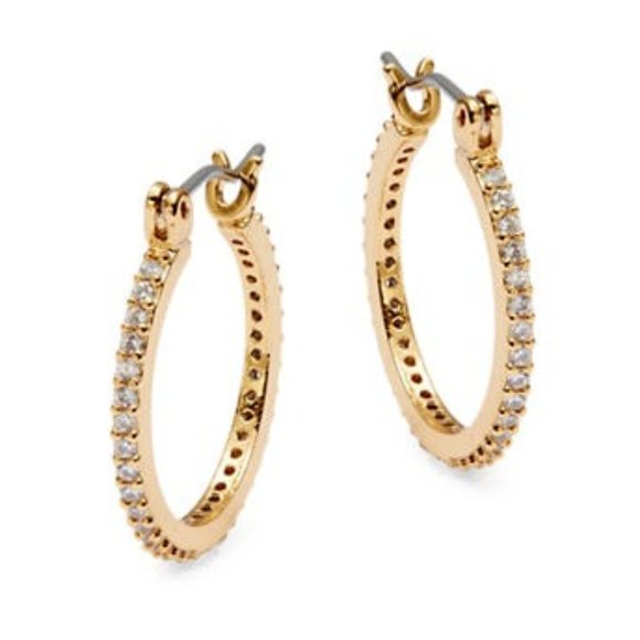 Kate Spade New York Clink of Ice Small Crystal Pave Hoops-GOLD-One Size